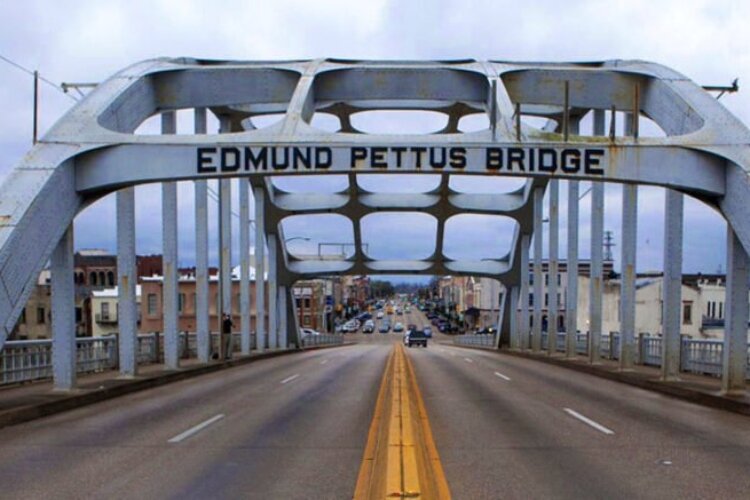 The Edmund Pettus Bridge, site of Bloody Sunday on March 7, 1965, when police attacked Civil Rights Movement demonstrators, is one stop on the Momentum Center's Civil Rights Road Trip.