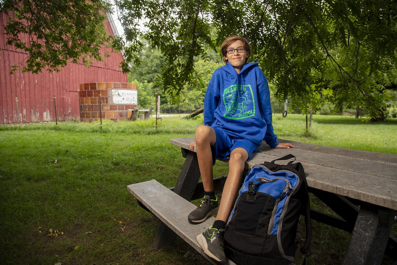 John Lehnert checking out Blandford's campus and gearing up for school to start.
