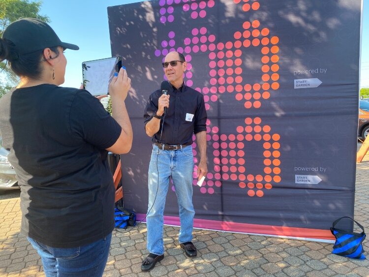 Paul J. Nawrocki pitches his business idea for The 100 competition at the SURGE Celebration on June 17, 2021.