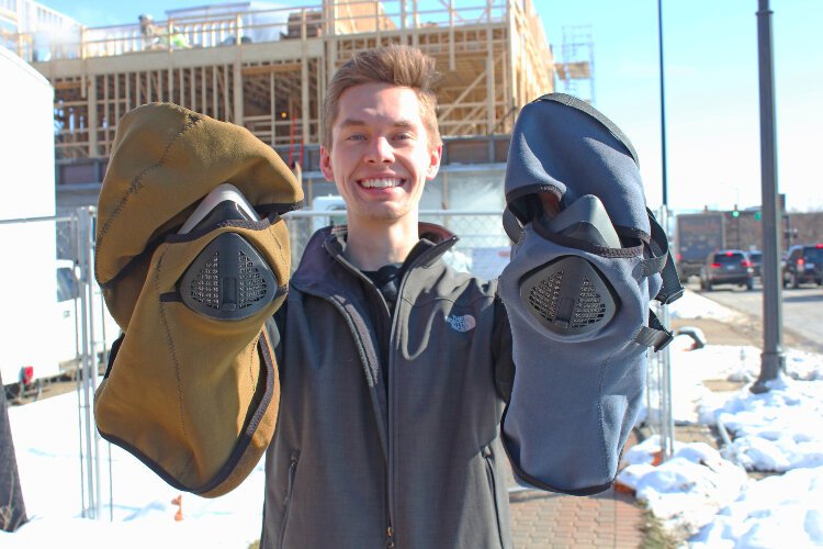 While at Grand Valley, Jordan Vanderham developed a mask that makes it easier to breathe while working or playing in below-freezing air.