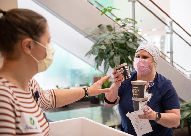 Hudsonville Ice Cream dropped off pints of their most popular flavors at Spectrum Health hospitals earlier this year as part of its Random Acts of Ice Cream campaign.