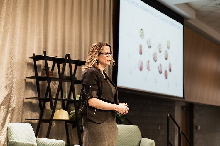 Lakeshore Advantage CEO Jennifer Owens speaks at the organization's annual meeting on Jan. 30. 
