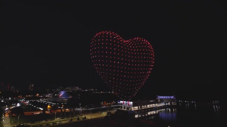 On June 20, a world record will be attempted with a synchronized light show featuring 500 drones and 200 electric vehicles over Muskegon Lake.