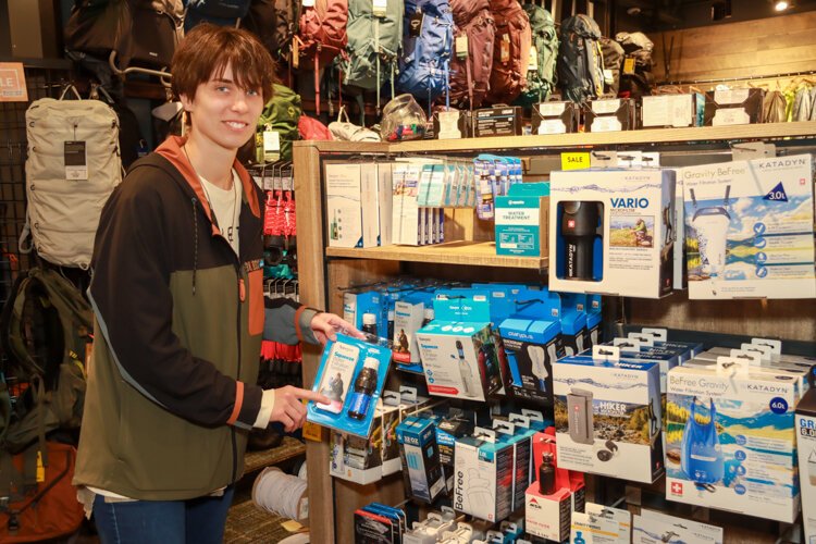 Bill and Paul's sales associate Heather Ferriby sees rising demand for water filters as outdoor trail use increases locally. 