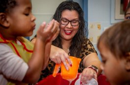 Beatrice Salgado, a preschool teacher at the Early Learning Center in Grand Rapids, was honored in the childcare category in 2023.