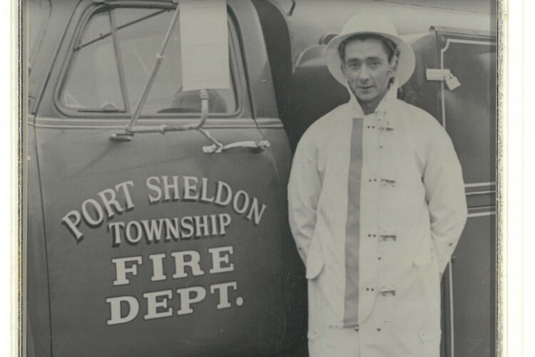 Port Sheldon Fire Chief Wells Penna is shown in a historical photograph that will be part of the township's centennial exhibit.