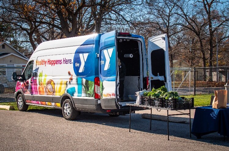 The Muskegon YMCA Veggie Van distributes the produce from MCF.
