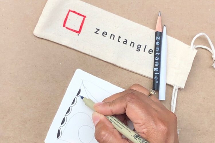 All that is required to create a Zentangle is a pencil, a pen, and a square of paper.