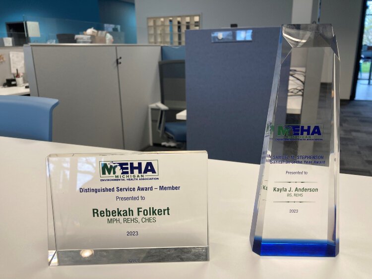 Ottawa County’s Senior Environmental Health Specialist Rebekah Folkert earned the Distinguished Service Award and Senior Environmental Health Specialist Kayla Anderson earned the Samuel M. Stephenson Sanitarian of the Year Award.