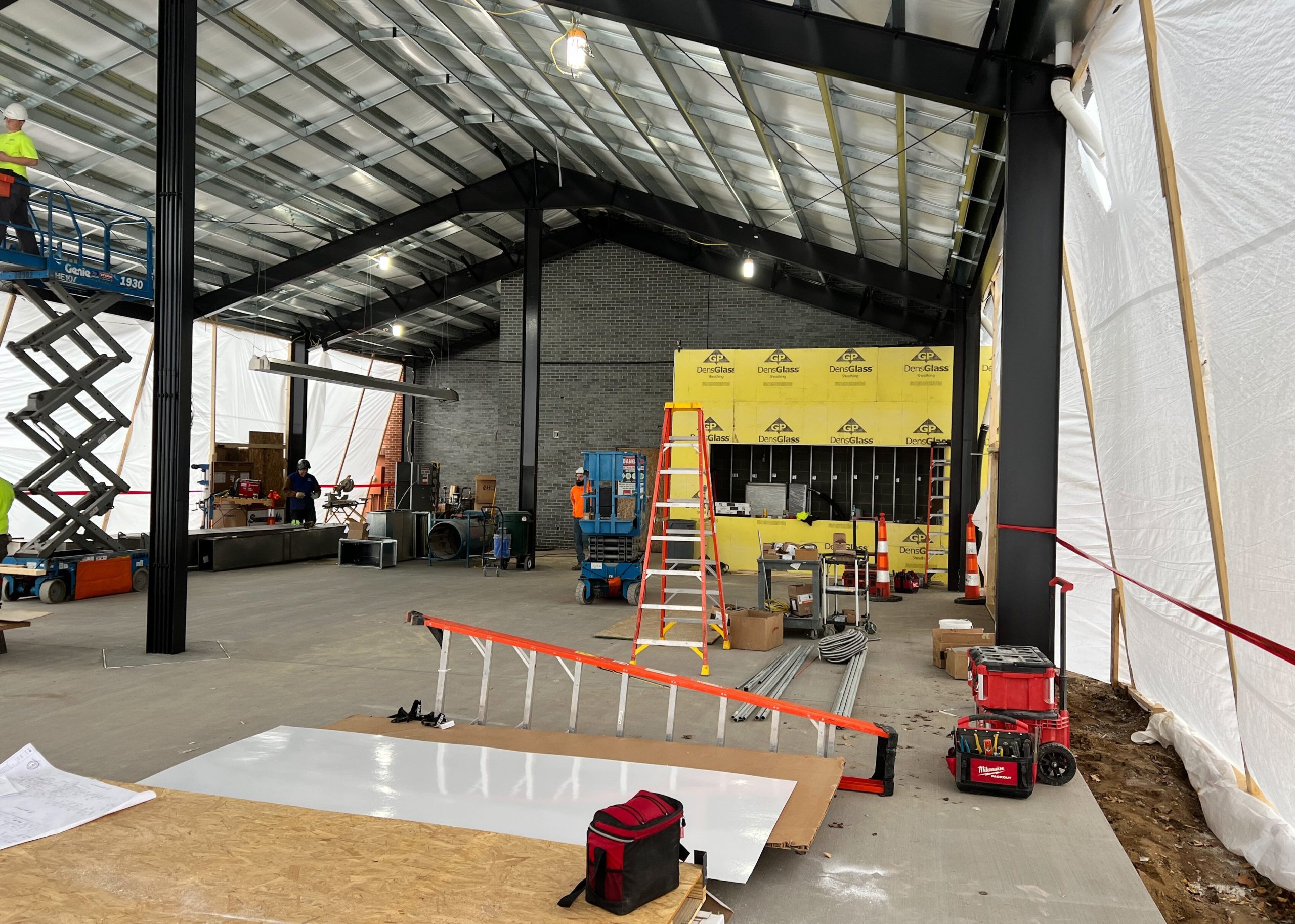 The beer garden under construction. The beer garden will have a cover and will be open year round.