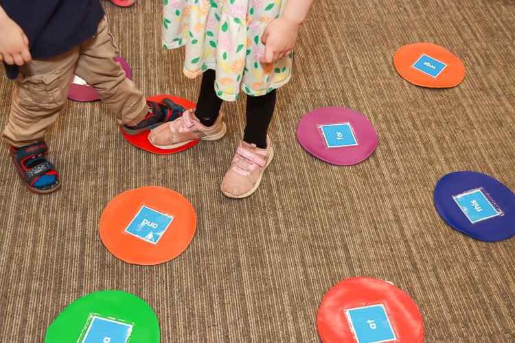 Children enjoy this fun floor game to learn word recognition.