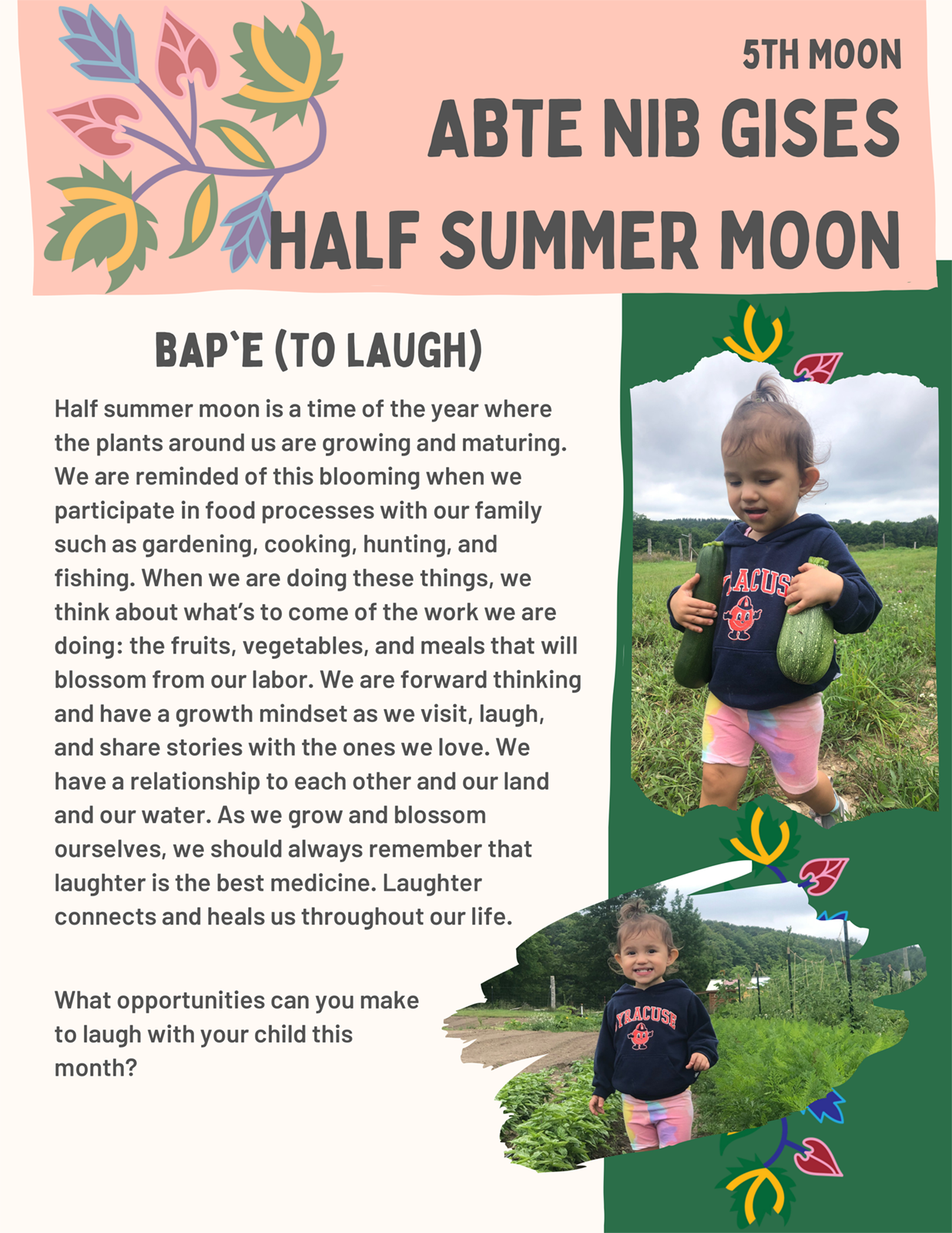 A sample page from the 13 Moons curriculum.