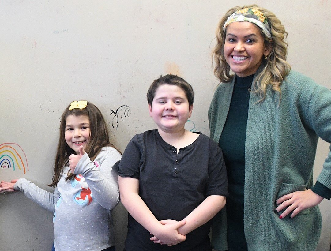 At ASK Family Services Sibshop, from left, Margot Weiner, Josh Lathrop, and Lili Nogueria.