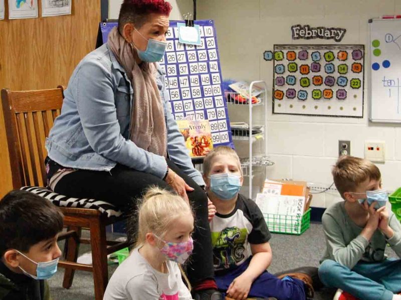 Behavior Specialist Marcy Carter asks students at Kalamazoo's Northwood Elementary to discuss their feelings.